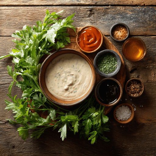 BBQ ranch salad dressing recipe in a bowl on a wooden table
