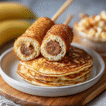 Pancake on a stick breakfast on table